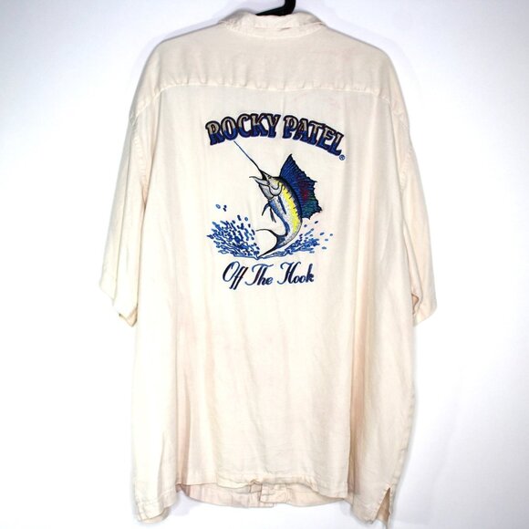 Rocky Patel Mens 2XL Silk Embroidered Off The Hook Button Up Hawaiian Shirt H935 - Picture 1 of 8